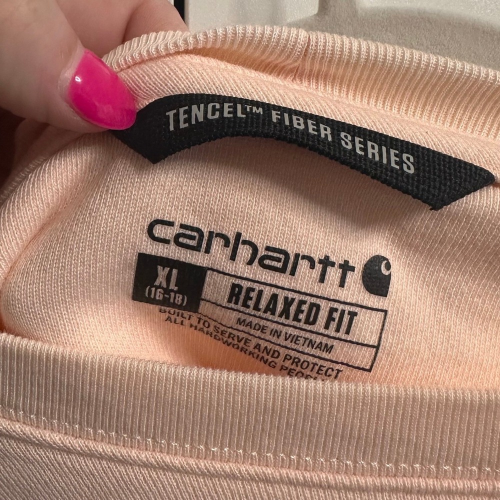 Carhartt Women's XL Relaxed Fit Tencel Series Peach Crewneck Sweatshirt Pullover - Picture 3 of 8
